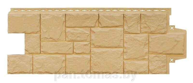 Фасадная панель (цокольный сайдинг) Grand Line Крупный камень Песочный от компании Торговые линии - фото 1
