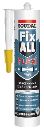 Клей-герметик гибридный Soudal Fix All Flexi белый 290 мл от компании Торговые линии - фото 1