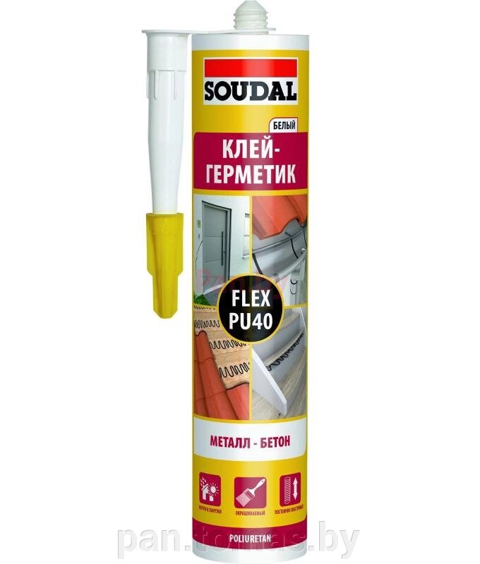 Клей-герметик полиуретановый Soudal Flex PU40, белый, 300мл от компании Торговые линии - фото 1