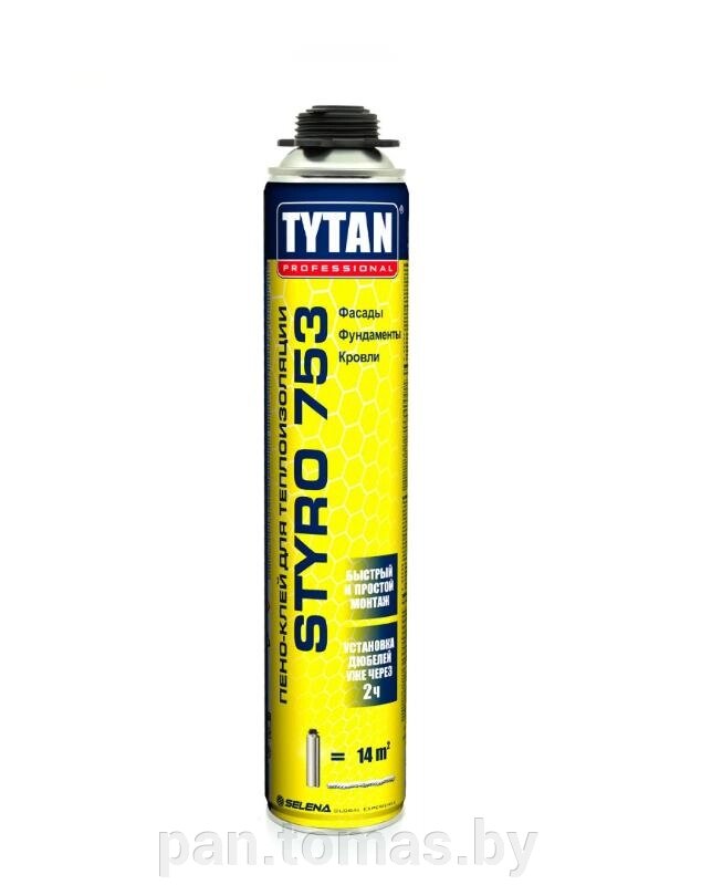 Клей-пена монтажная Tytan Professional Styro 753 для теплоизоляции, 750 мл от компании Торговые линии - фото 1