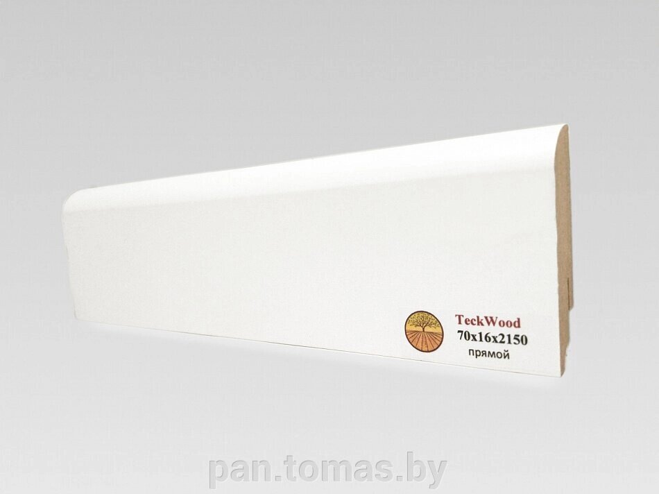 Плинтус напольный МДФ Teckwood Белый Прямой 70 мм от компании Торговые линии - фото 1