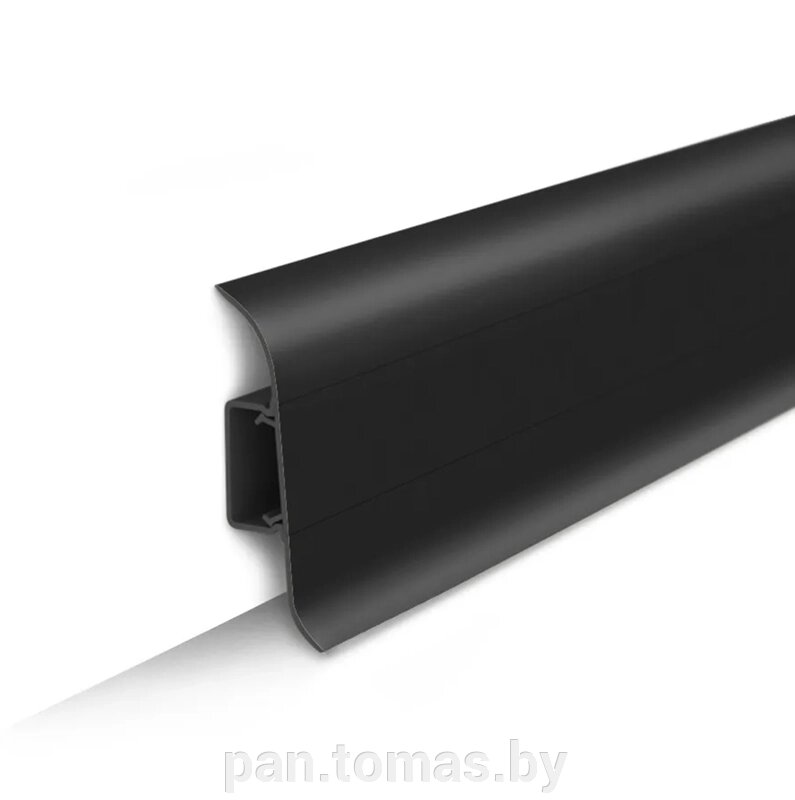 Плинтус напольный пластиковый (ПВХ) Ideal Классик Черный 007 55мм с центральной планкой от компании Торговые линии - фото 1