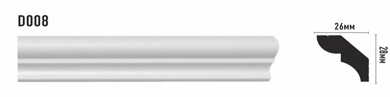Плинтус потолочный из дюрополимера Декомастер D008 (28*26*2000мм) от компании Торговые линии - фото 1