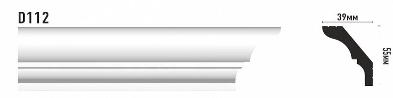Плинтус потолочный из дюрополимера Декомастер D112 (55*39*2000мм) от компании Торговые линии - фото 1