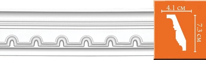 Плинтус потолочный из полиуретана Декомастер 95112 (73*41*2400мм) от компании Торговые линии - фото 1