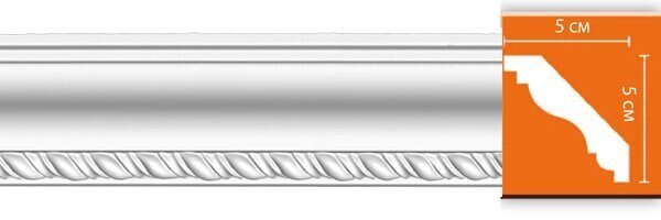 Плинтус потолочный из полиуретана Декомастер 95638 (50*50*2400мм) от компании Торговые линии - фото 1