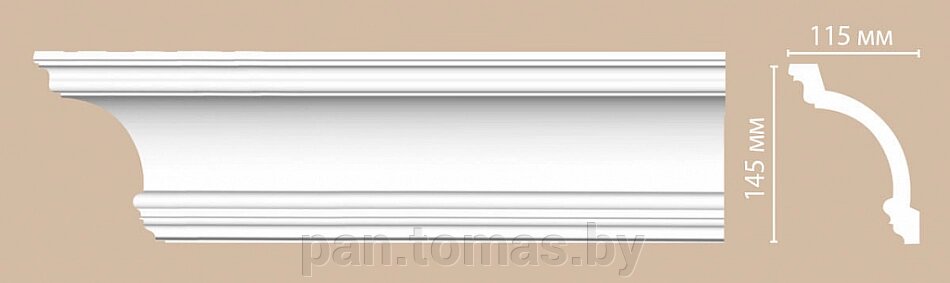 Плинтус потолочный из полиуретана Декомастер DP 217 (145*115*2400мм) от компании Торговые линии - фото 1