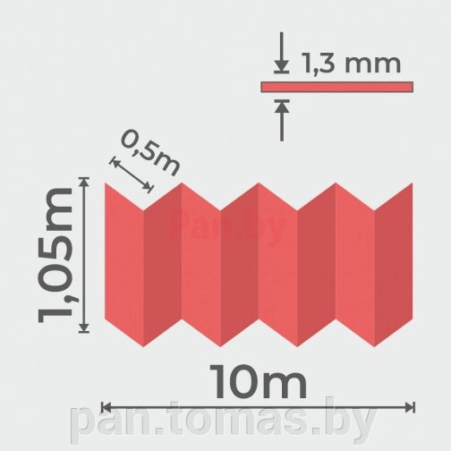 Подложка под виниловый пол из экструдированного пенополистирола Solid UHD Base 10000*1050*1,3мм, гармошка, красная от компании Торговые линии - фото 1