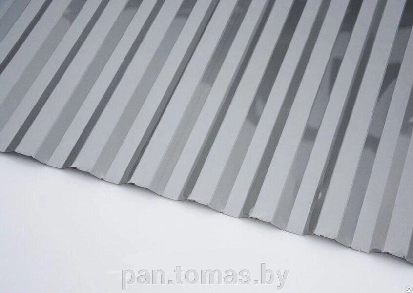 Поликарбонат профилированный Юг-Ойл-Пласт Серый 2000*1050*0,8 мм (трапеция), 1,0 кг/м2 от компании Торговые линии - фото 1