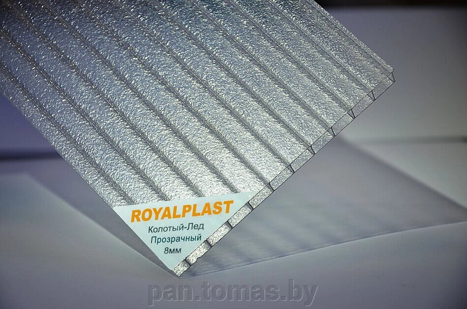 Поликарбонат сотовый Royalplast Колотый лед прозрачный 6000*2100*8 мм, 1,25 кг/м2 от компании Торговые линии - фото 1