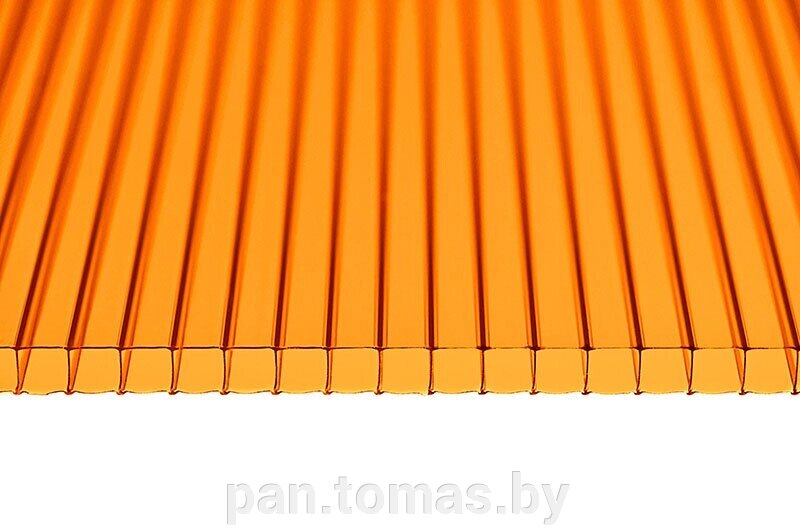 Поликарбонат сотовый Royalplast Оранжевый 6000*2100*8 мм, 1,25 кг/м2 от компании Торговые линии - фото 1