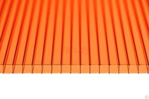 Поликарбонат сотовый Сэлмакс Групп Мастер оранжевый 6000*2100*3,8 мм, 0,48 кг/м2
