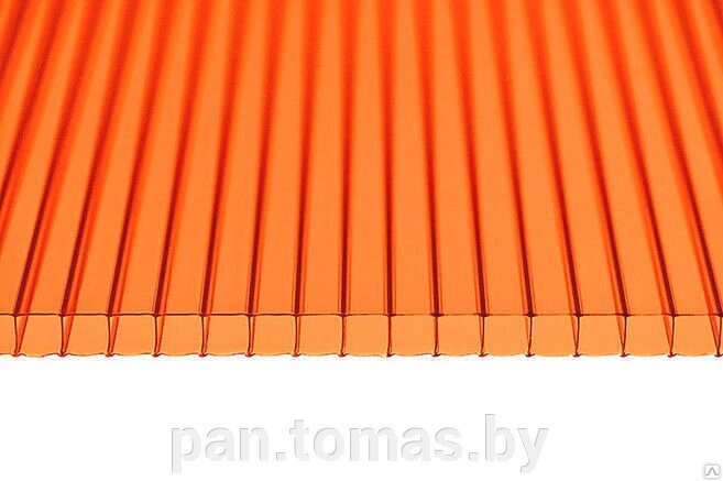 Поликарбонат сотовый Сэлмакс Групп Скарб-про Люкс оранжевый 6000*2100*10 мм, 1,7 кг/м2 от компании Торговые линии - фото 1