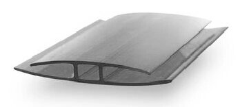 Соединительный профиль для поликарбоната Юг-Ойл-Пласт неразъемный НP-4мм серый от компании Торговые линии - фото 1