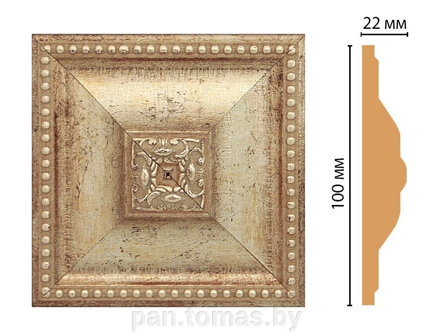 Вставка декоративная из пенополистирола Декомастер Венецианская бронза D209-127 (100*100*22 мм) от компании Торговые линии - фото 1