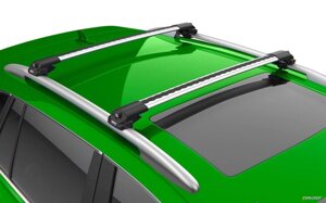 Багажник Turtle Air 1 серебристый на рейлинги Skoda Superb Combi, универсал, 2009-2015