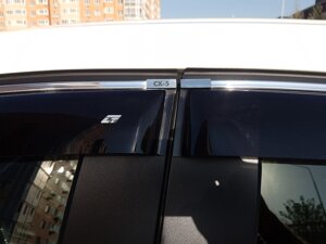 Дефлекторы окон Mazda CX5 2011 ХРОМ. МОЛДИНГ (Cobra)