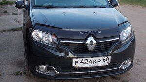 Дефлектор капота - мухобойка, Renault Logan / Sandero 2014-..., VIP TUNING