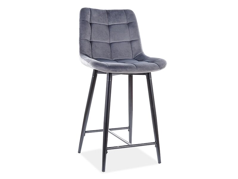 Барный стул Signal CHIC H-2 VELVET (серый/черный) от компании Интернет-магазин MebelArt - фото 1
