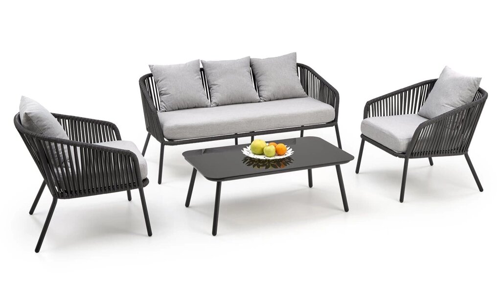 Комплект Halmar ROCCA диван + 2 кресла + стол (темно-серый/светло-серый) от компании Интернет-магазин MebelArt - фото 1