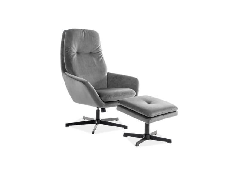 Комплект Signal FORD VELVET BLUVEL 14, кресло+подставка для ног (серый) от компании Интернет-магазин MebelArt - фото 1