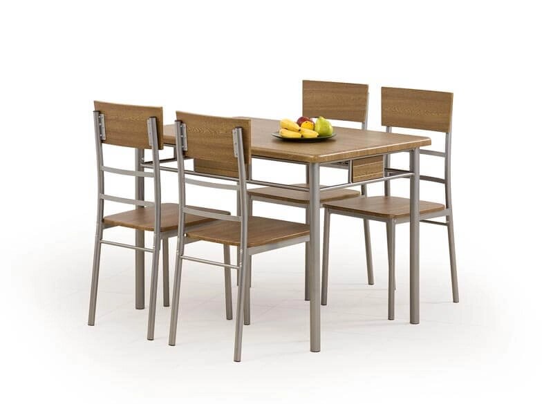 Комплект столовой мебели Halmar NATANIEL стол + 4 стула (орех) от компании Интернет-магазин MebelArt - фото 1