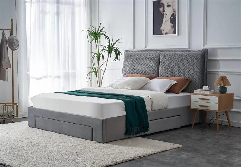 Кровать Halmar BECKY (светло-серый) 160/200 от компании Интернет-магазин MebelArt - фото 1