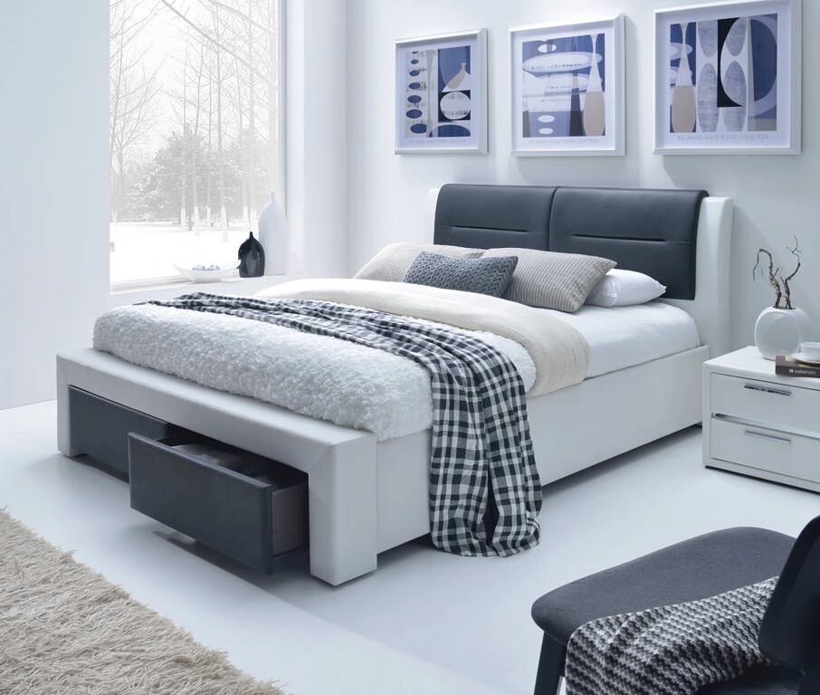 Кровать Halmar CASSANDRA-S (белый/черный) 140/200 от компании Интернет-магазин MebelArt - фото 1