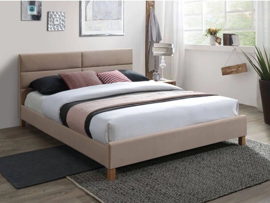 Кровать SIGNAL SIERRA VELVET (бежевый/дуб) 160/200 от компании Интернет-магазин MebelArt - фото 1