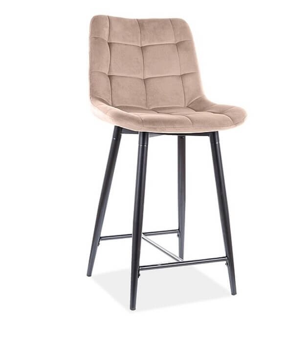 Полубарный стул Signal CHIC H-2 VELVET (бежевый/черный мат) от компании Интернет-магазин MebelArt - фото 1