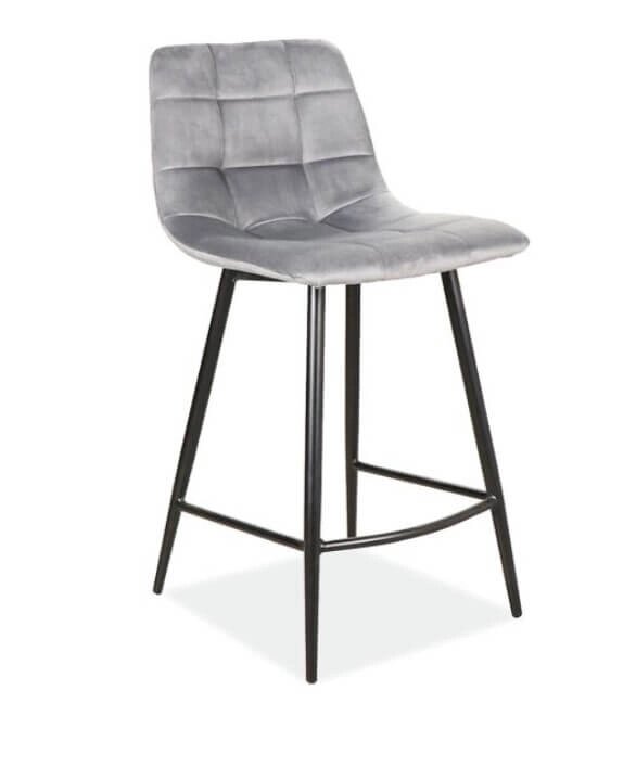 Полубарный стул Signal MILA H-2 VELVET (серый/черный мат) от компании Интернет-магазин MebelArt - фото 1