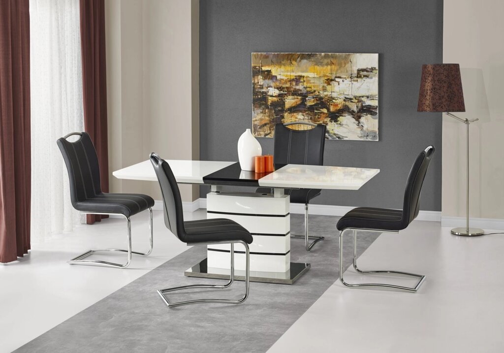 Стол обеденный Halmar NORD, раскладной (бело-черный) от компании Интернет-магазин MebelArt - фото 1