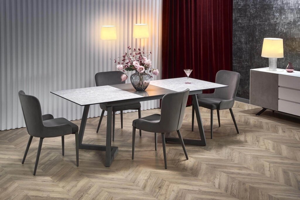 Стол обеденный Halmar TIZIANO раскладной (светло-серый/темно-серый) от компании Интернет-магазин MebelArt - фото 1
