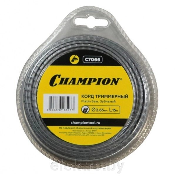 CHAMPION C7066 корд для триммера, 2,65 мм*15м (зубчатый) Platin Saw от компании ООО "ТК Эльдорадо" - фото 1