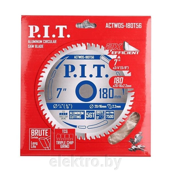 PIT расходник ACTW05-180T56 диск пильный по алюминию P. I.T. 180x20/16x1,6 мм 56T от компании ООО "ТК Эльдорадо" - фото 1