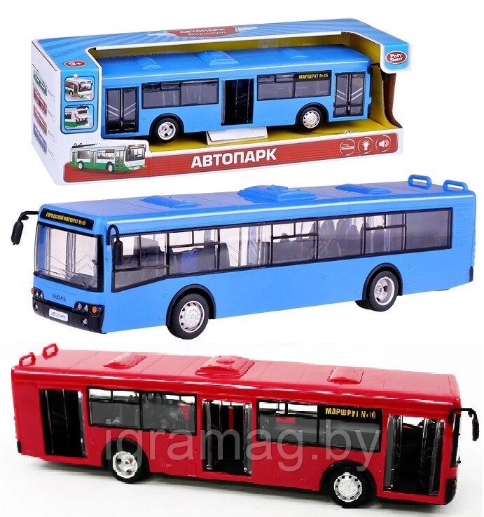 Автопарк "Автобус" 29 см , русская озвучка, свет, открываются все двери от компании Интернет-магазин игрушек «ИграМаг» - фото 1