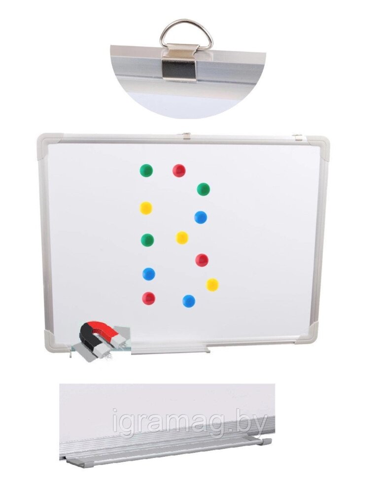 Доска двусторонняя 60х40 см: маркерно-магнитная +  маркер, губка от компании Интернет-магазин игрушек «ИграМаг» - фото 1