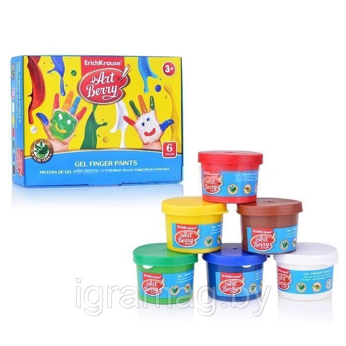 Краски пальчиковые 6 цветов по 35 мл, на водной основе от компании Интернет-магазин игрушек «ИграМаг» - фото 1