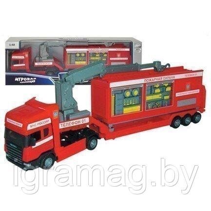 Машинка "Scania" база на платформе, пожарная 1:48 от компании Интернет-магазин игрушек «ИграМаг» - фото 1