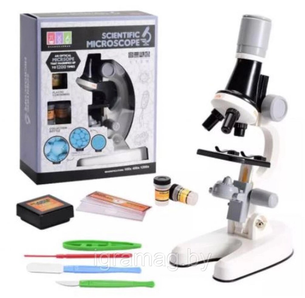 Микроскоп детский с аксессуарами 100/400/1200 с подсветкой от компании Интернет-магазин игрушек «ИграМаг» - фото 1
