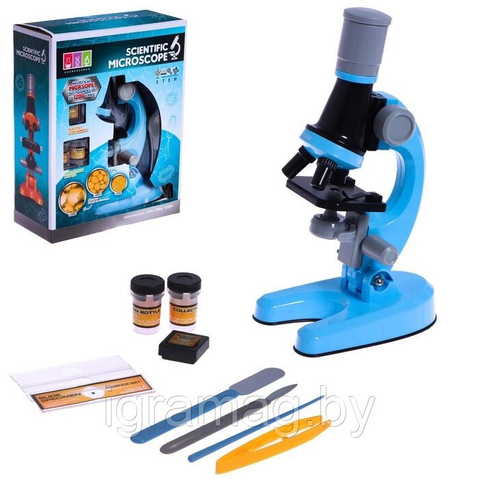 Микроскоп с  насадкой для смартфона 100/400/1200 от компании Интернет-магазин игрушек «ИграМаг» - фото 1