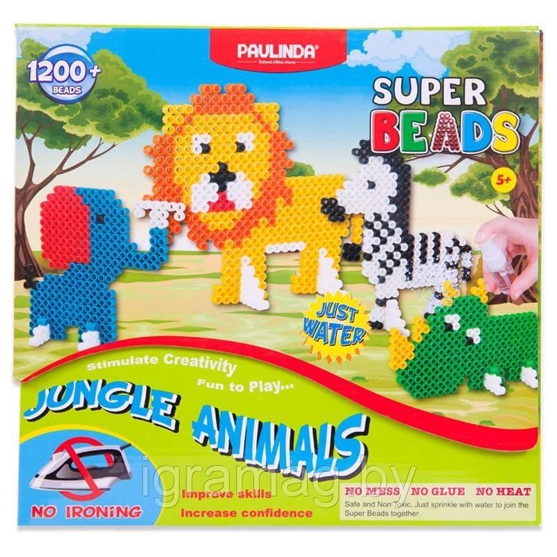 Мозаика Животные джунглей, более 1200 деталей, без использования утюга от компании Интернет-магазин игрушек «ИграМаг» - фото 1