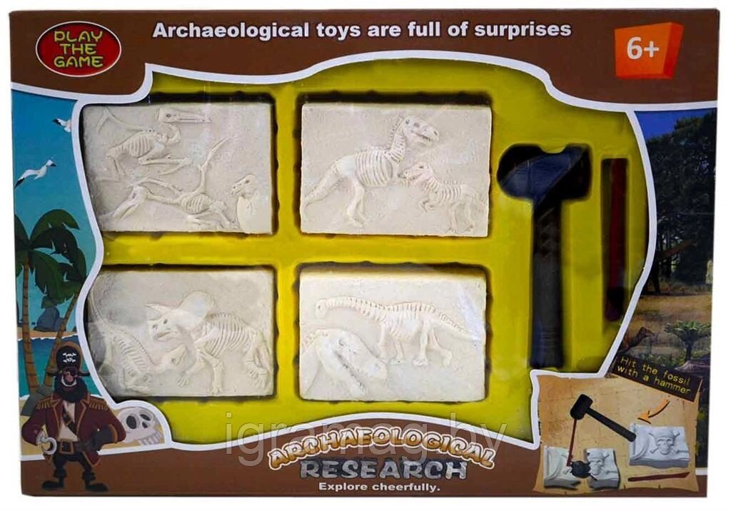 Набор для экспериментов  раскопокb из гипса - Динозавры от компании Интернет-магазин игрушек «ИграМаг» - фото 1