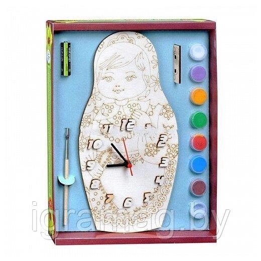 Набор для росписи Часы из дерева  Матрешка от компании Интернет-магазин игрушек «ИграМаг» - фото 1
