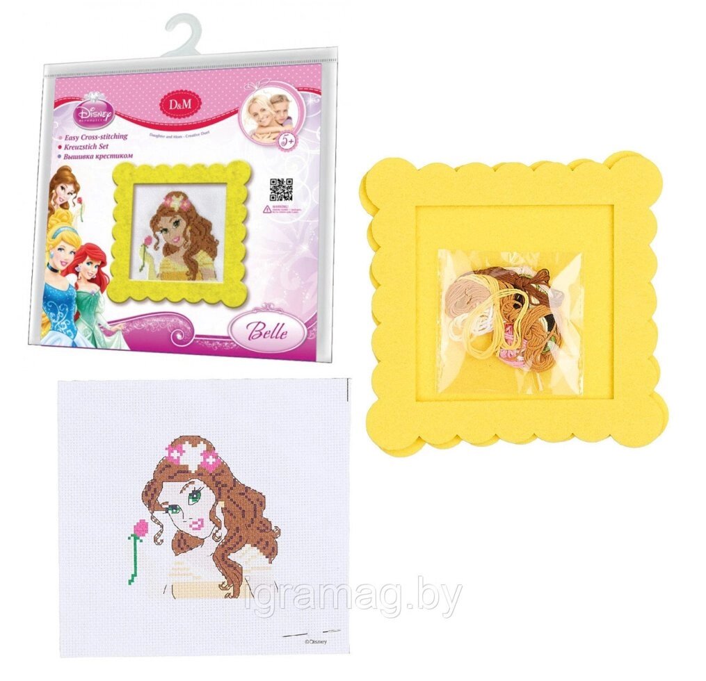 Набор для вышивания крестиком «Цветы и птицы» в розовой рамке 22х24 см от компании Интернет-магазин игрушек «ИграМаг» - фото 1