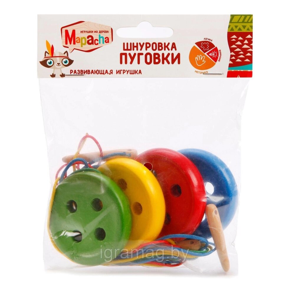 Набор игровой Шнуровка Mapacha Пуговки, деревянная от компании Интернет-магазин игрушек «ИграМаг» - фото 1