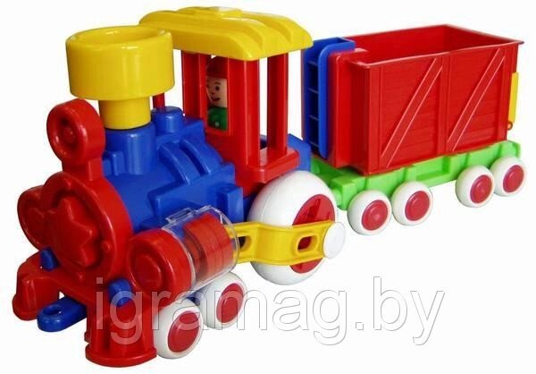 Паровозик с вагоном "Ромашка" от компании Интернет-магазин игрушек «ИграМаг» - фото 1