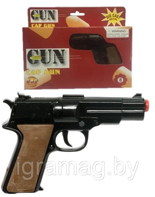Пистолет металлический  Police на пистонах 16,5 см от компании Интернет-магазин игрушек «ИграМаг» - фото 1