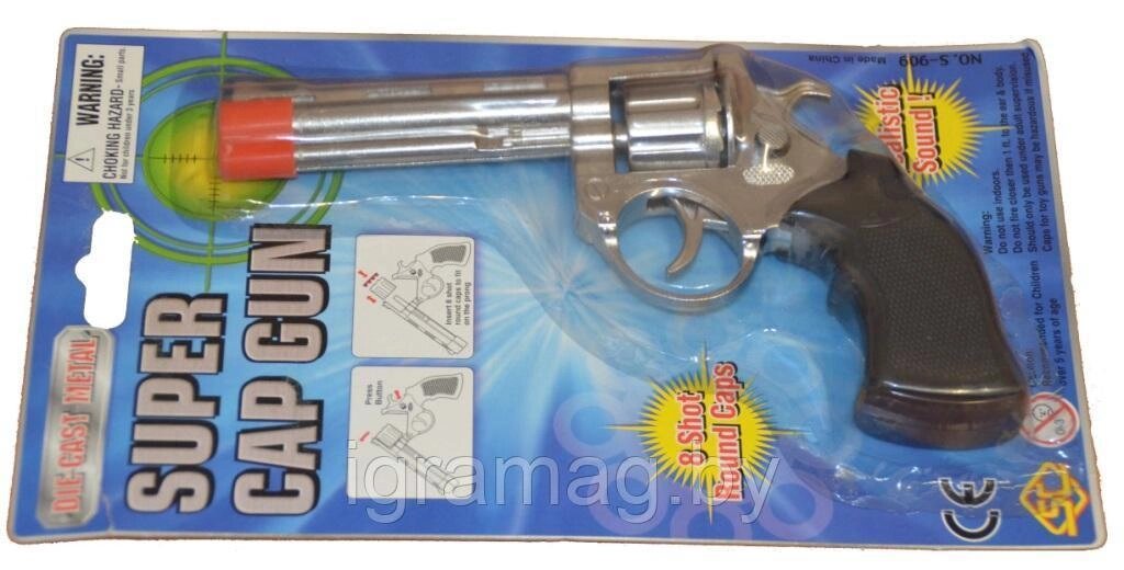 Пистолет "Револьвер" (метал, на пистонах) 170 мм от компании Интернет-магазин игрушек «ИграМаг» - фото 1