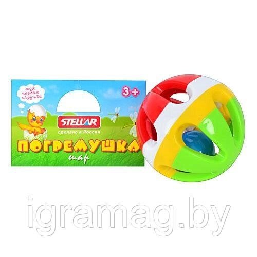Разноцветный шар погремушка от компании Интернет-магазин игрушек «ИграМаг» - фото 1